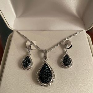 Diamond/Sapphire Necklace and Earring Set